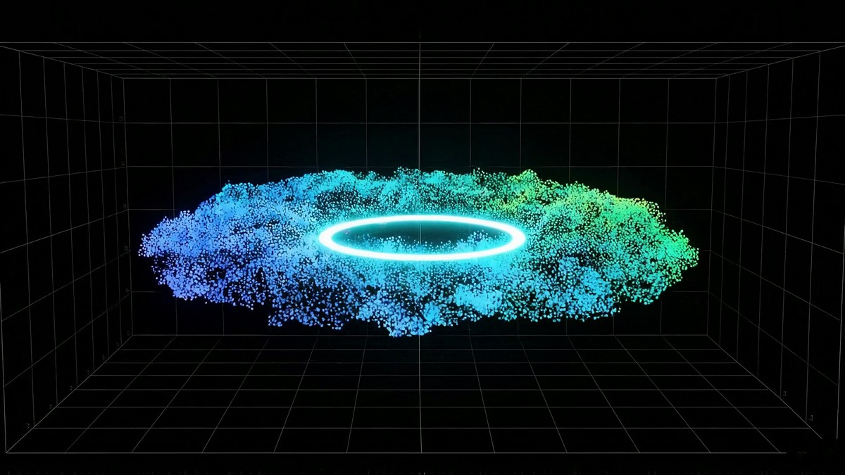 LumenSpatial light-field view showing a mapped plane inside a spatial grid.