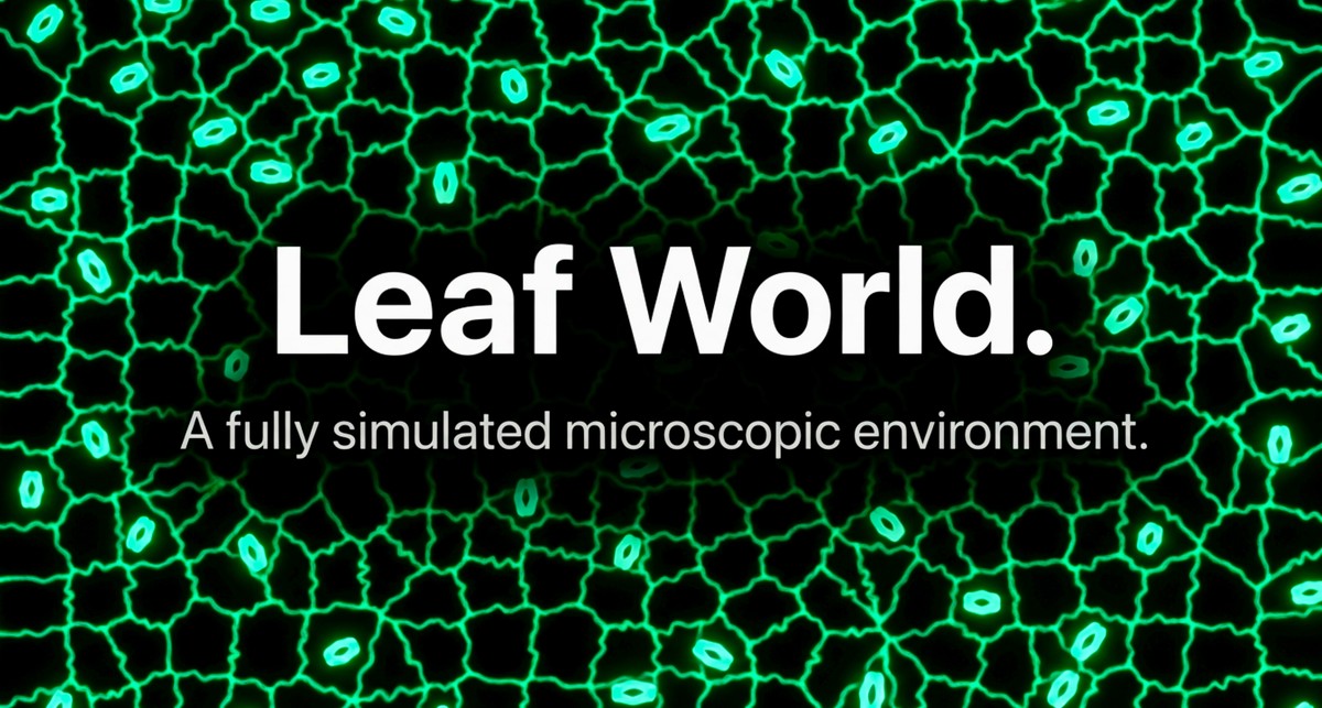 Leaf World slide showing simulated stomata network.