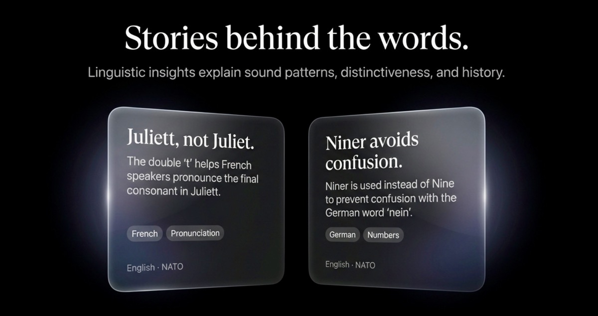 Linguistic insights cards about phonetic history.