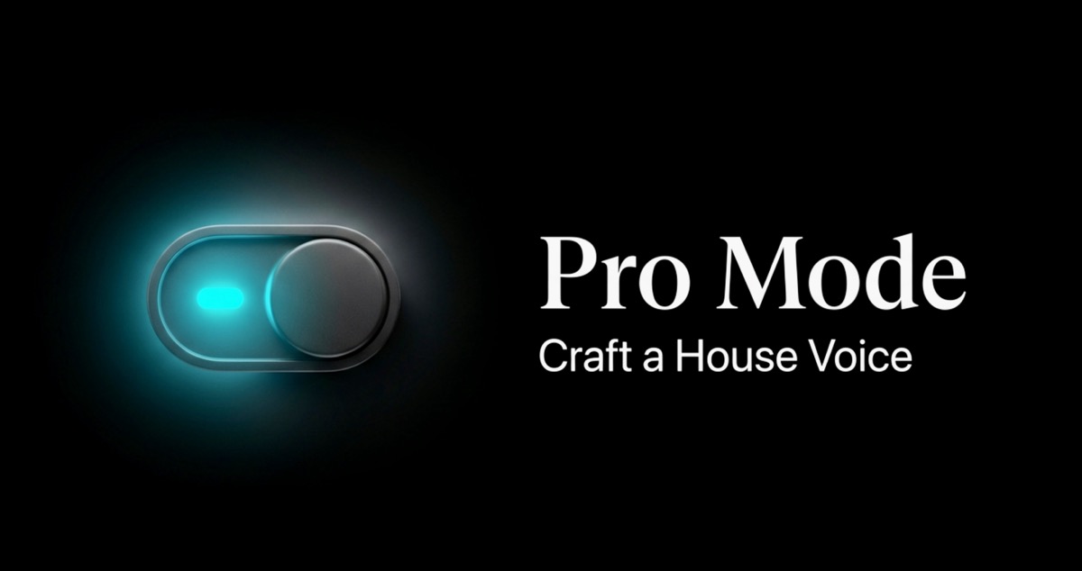 Pro Mode toggle with a glowing indicator.