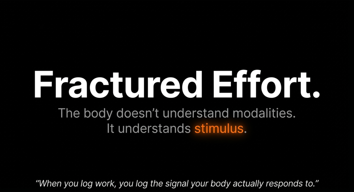 Fractured Effort statement about stimulus on a dark background.